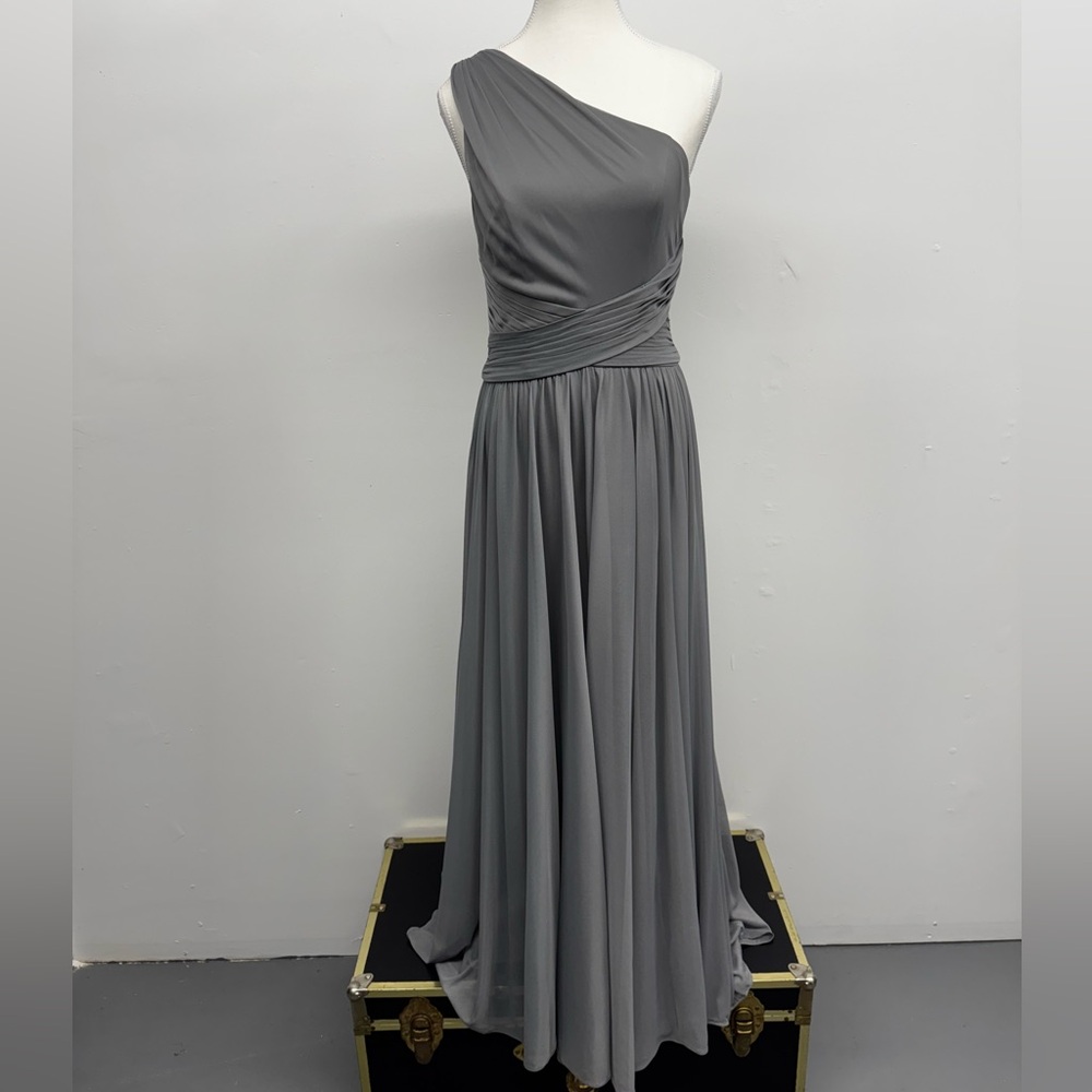 David's Bridal One-Shoulder Gray Dress